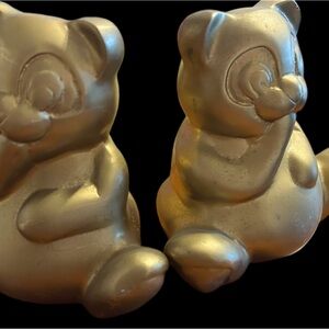 Vintage Brass Panda Bookends